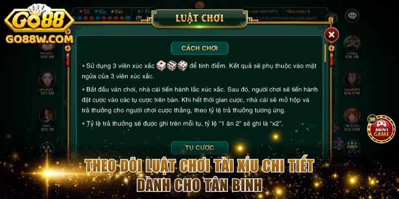 Theo dõi luật chơi Tài xỉu chi tiết dành cho tân binh
